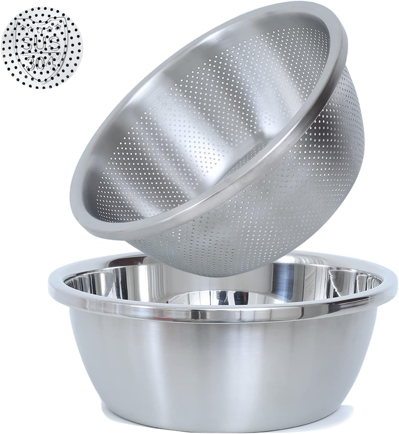 Stainless steel colander with bowl