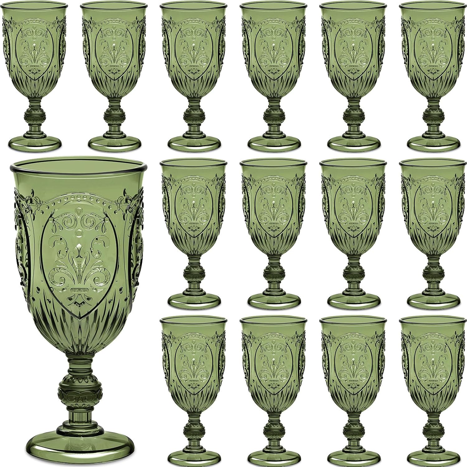 Plastic Vintage Goblets, Olive Green