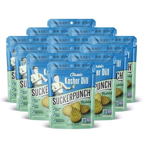 SuckerPunch Pickles in a Pouch, Classic Dill, 3.4oz, Low Calorie