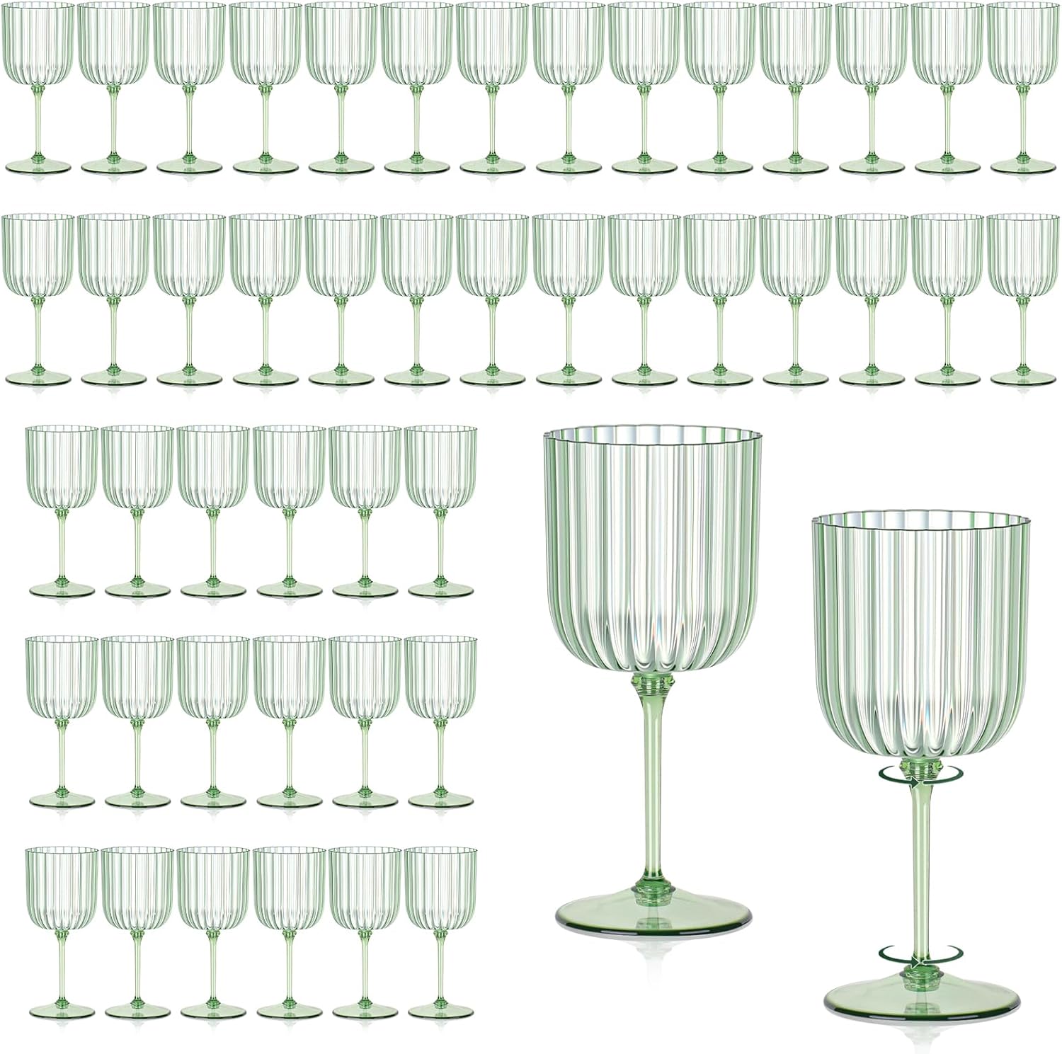 Clear and Amber Ribbed Wine Glasses